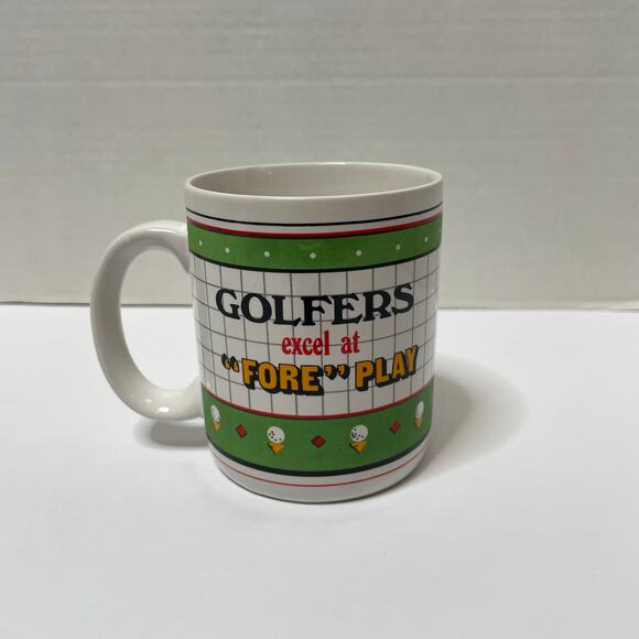 Vintage The Gold Club Golf Coffee Tea Mug Golfers Excel at Fore Play - Picture 1 of 6